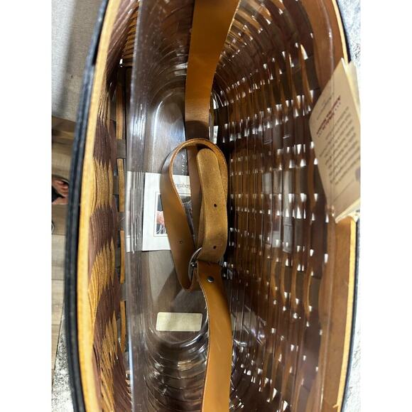 Longaberger Basket Chestnut Hostess Carry All tote shoulder purse leather‎ strap - Picture 6 of 6